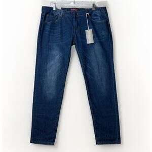 April Girl Jeans Dark Blue NWT Size 15 Stretch Distressed Comfort Mid-Rise